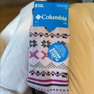Columbia Women's Fleece Lined Socks - Pink, Green, and Gray